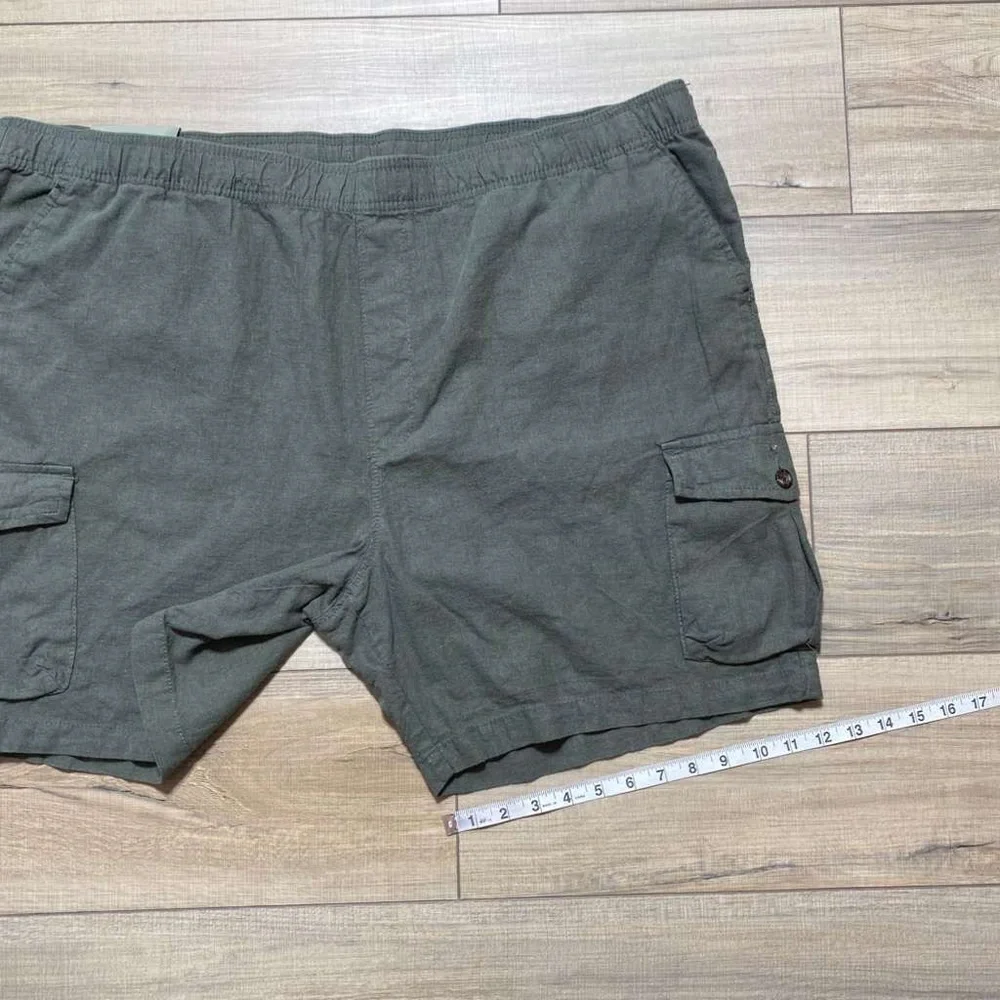 Goodfellow Mens Linen Blend Everyday 7” Cargo Shorts XXL Olive Green‎
